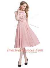 Scoop Chiffon Sleeveless Knee Length and Beading