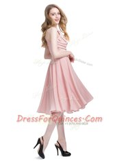 Scoop Chiffon Sleeveless Knee Length and Beading