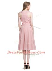 Scoop Chiffon Sleeveless Knee Length and Beading