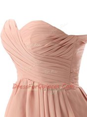 Stunning Mini Length Pink Chiffon Sleeveless Ruching