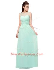 Colorful Turquoise Scoop Zipper Ruching Homecoming Dress Sleeveless