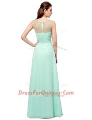 Colorful Turquoise Scoop Zipper Ruching Homecoming Dress Sleeveless