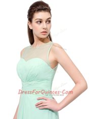 Colorful Turquoise Scoop Zipper Ruching Homecoming Dress Sleeveless
