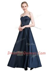 Top Selling Black Zipper Sweetheart Beading Prom Gown Satin Sleeveless