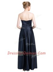 Top Selling Black Zipper Sweetheart Beading Prom Gown Satin Sleeveless