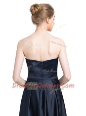 Top Selling Black Zipper Sweetheart Beading Prom Gown Satin Sleeveless