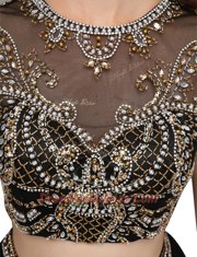 Unique Black Backless High-neck Beading Prom Evening Gown Chiffon Sleeveless