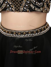 Unique Black Backless High-neck Beading Prom Evening Gown Chiffon Sleeveless