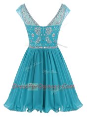 Scoop Mini Length Zipper Teal for Prom and Party with Beading