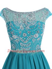 Scoop Mini Length Zipper Teal for Prom and Party with Beading