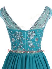 Scoop Mini Length Zipper Teal for Prom and Party with Beading
