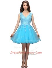 New Style Sleeveless Appliques Backless Prom Gown