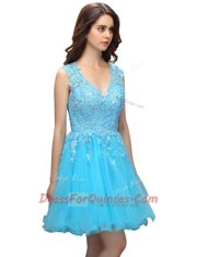 New Style Sleeveless Appliques Backless Prom Gown