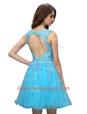 New Style Sleeveless Appliques Backless Prom Gown