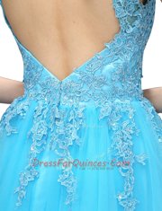 New Style Sleeveless Appliques Backless Prom Gown