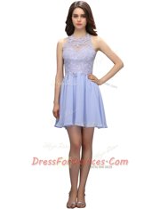 Glorious Lavender Sleeveless Beading and Appliques Mini Length Homecoming Dress