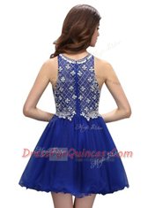 Scoop Mini Length Column/Sheath Sleeveless Royal Blue Prom Dresses Zipper