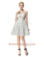 Sweet Scoop Sleeveless Lace Lace Up Evening Dress