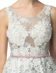 Sweet Scoop Sleeveless Lace Lace Up Evening Dress