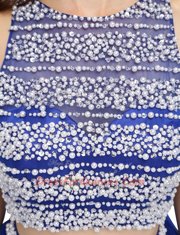 Scoop Beading Evening Dress Royal Blue Backless Sleeveless Knee Length