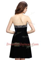 Sweetheart Sleeveless Zipper Prom Gown Black Chiffon