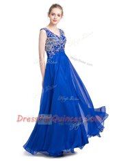 Ankle Length Column/Sheath Sleeveless Royal Blue Prom Evening Gown Zipper