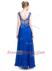 Ankle Length Column/Sheath Sleeveless Royal Blue Prom Evening Gown Zipper