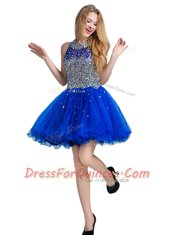 Pretty Scoop Sleeveless Tulle Homecoming Dress Beading Zipper