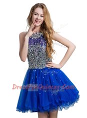 Pretty Scoop Sleeveless Tulle Homecoming Dress Beading Zipper