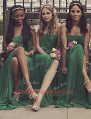 Strapless Sleeveless Chiffon Prom Dress Ruching Zipper