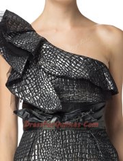 Noble One Shoulder Sleeveless Printed Evening Dress Ruching and Pattern Zipper