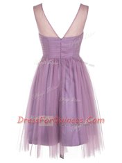 Glittering Scoop Tulle Sleeveless Knee Length Prom Evening Gown and Beading and Appliques