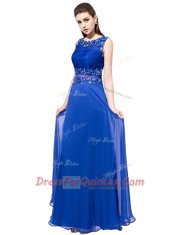 Nice Royal Blue Scoop Neckline Beading and Lace Homecoming Dress Sleeveless Zipper