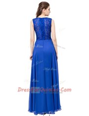Nice Royal Blue Scoop Neckline Beading and Lace Homecoming Dress Sleeveless Zipper
