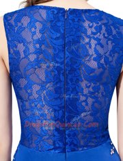 Nice Royal Blue Scoop Neckline Beading and Lace Homecoming Dress Sleeveless Zipper