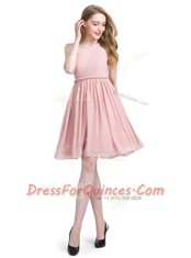 Romantic Pink One Shoulder Neckline Ruching Prom Evening Gown Sleeveless Side Zipper