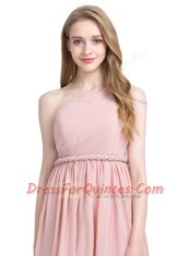 Romantic Pink One Shoulder Neckline Ruching Prom Evening Gown Sleeveless Side Zipper