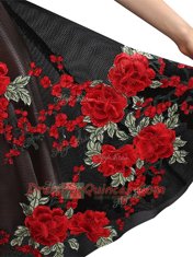 Multi-color A-line Embroidery Prom Evening Gown Zipper Silk Like Satin Sleeveless Knee Length