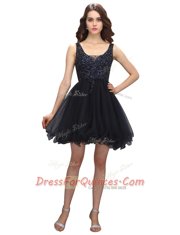 Black V-neck Criss Cross Beading Sleeveless