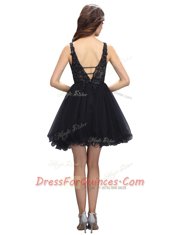 Black V-neck Criss Cross Beading Sleeveless