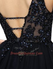 Black V-neck Criss Cross Beading Sleeveless