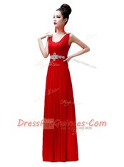 Red Prom Dresses Prom and Party and For with Beading V-neck Sleeveless Zipper