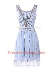 Fantastic Scoop Mini Length Lavender Prom Dresses Tulle Sleeveless Sequins