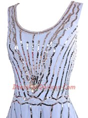 Fantastic Scoop Mini Length Lavender Prom Dresses Tulle Sleeveless Sequins