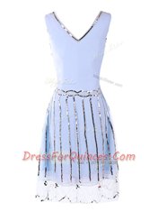 Fantastic Scoop Mini Length Lavender Prom Dresses Tulle Sleeveless Sequins