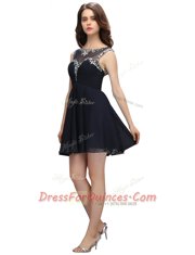 Graceful Black Sleeveless Chiffon Zipper Prom Party Dress for Prom and Party