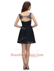 Graceful Black Sleeveless Chiffon Zipper Prom Party Dress for Prom and Party
