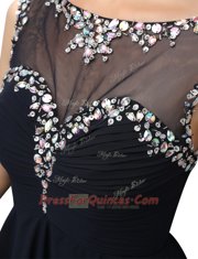 Graceful Black Sleeveless Chiffon Zipper Prom Party Dress for Prom and Party