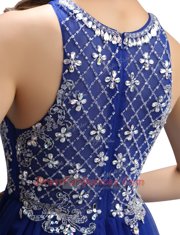 Royal Blue Sleeveless Beading Mini Length Homecoming Dress
