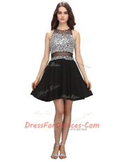 Fantastic Scoop Sleeveless Zipper Mini Length Beading Prom Evening Gown